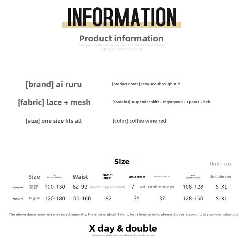 Sexy Lingerie for Women Plus Size See-through Temptation Strap Sexy Lace Nightdress Sleepwear Emotional Supplies Set