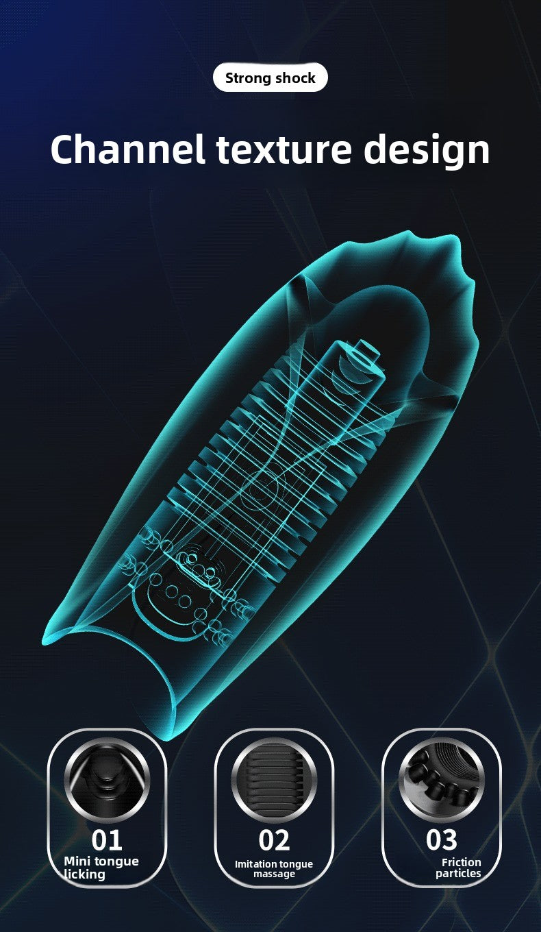 Automatic Vibrating Masturbator with Tongue Licking and Strong Shock for Men