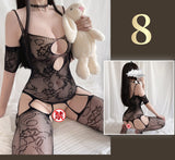 Sexy Lingerie Open Crotch Passion Set Transparent Temptation Sexy Stockings One-piece Fishnet Uniform