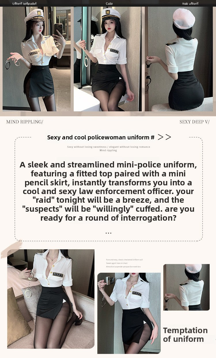 Sexy Erotic Lingerie Policewoman Uniform Temptation Role Play Set Hot Flirting Pajamas Women 5084