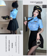 Sexy Lingerie Sexy Cop Blue Temptation Pleated Skirt Role Play Set 5634