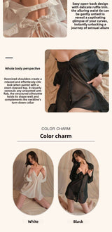 Sexy Lingerie Sexy Backless Boyfriend Shirt No Need to Take Off See-through Temptation Chiffon Pajamas Homewear 5713