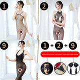 Sexy Lingerie Open Crotch Passion Set Transparent Temptation Sexy Stockings One-piece Fishnet Uniform