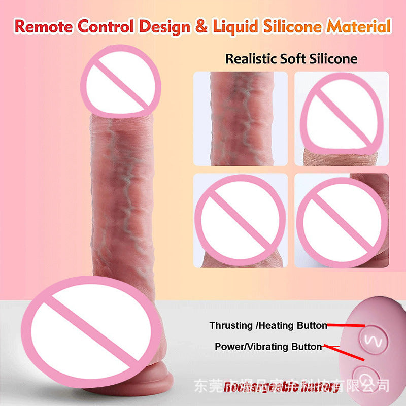 Consolador telescópico de silicona líquida de alta vibración realista y calentable, masturbador femenino, vibrador para diversión en pareja.