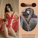 Sexy Lingerie Lace See-through Open Chest Hot Open Crotch No Need to Take Off Backless Teasing Bodysuit 5613