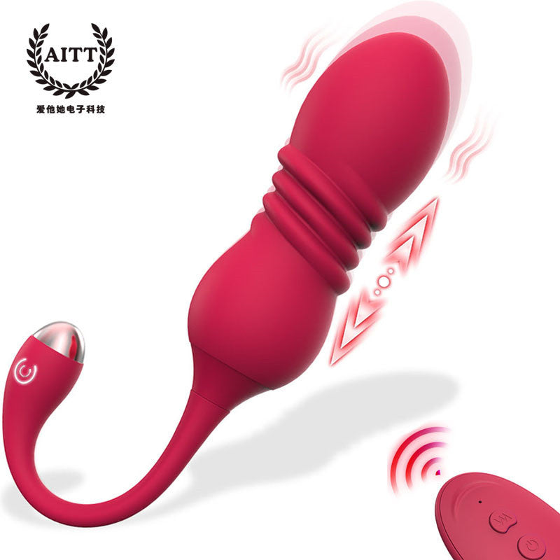 Huevo vibrador telescópico con control remoto inalámbrico para mujeres, masajeador vibratorio de silicona, juguetes sexuales para adultos