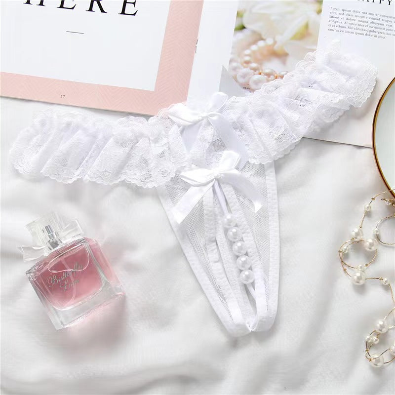 Women's Sexy Bowknot Crotchless Panties Sexy Bowknot Thong Crotchless No-Remove Erotic Panties