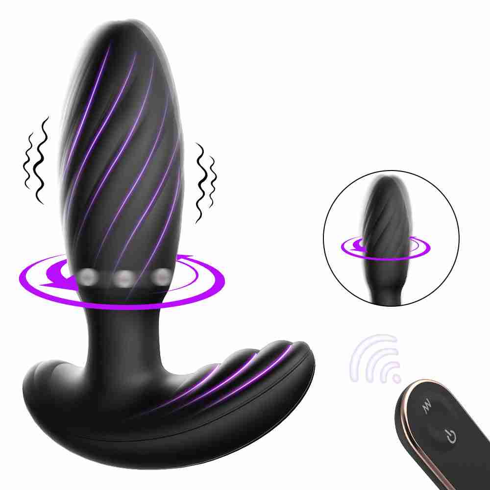 Rotating Silicone Anal Plug with 360° Beads and Soft Taper
