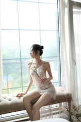 Sexy Nightdress New Style Erotic Lingerie for Women Backless Transparent Plus Size Lace Eyelash Nightdress