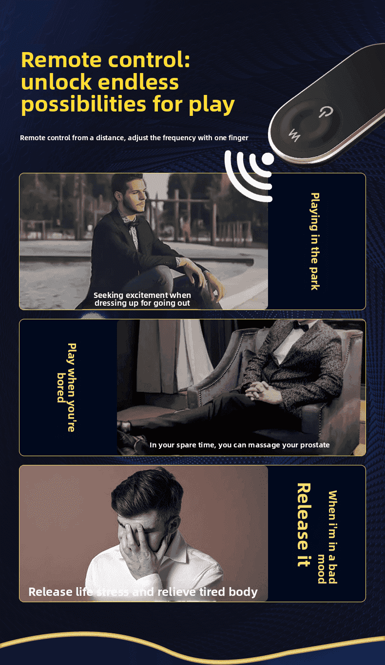 Male Prostate Massager Double Ring Semen Locking Ring Wireless Remote Control Current Back Court Supplies Vibrating Anal Plug