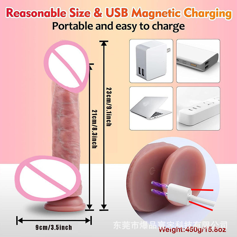 Consolador telescópico de silicona líquida de alta vibración realista y calentable, masturbador femenino, vibrador para diversión en pareja.