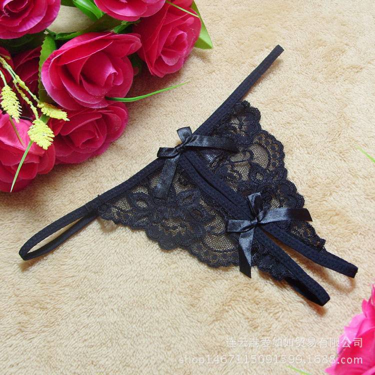 Sexy Lingerie Temptation Lace Women's Sexy Panties Butterfly Open Crotch T-Pants Thong