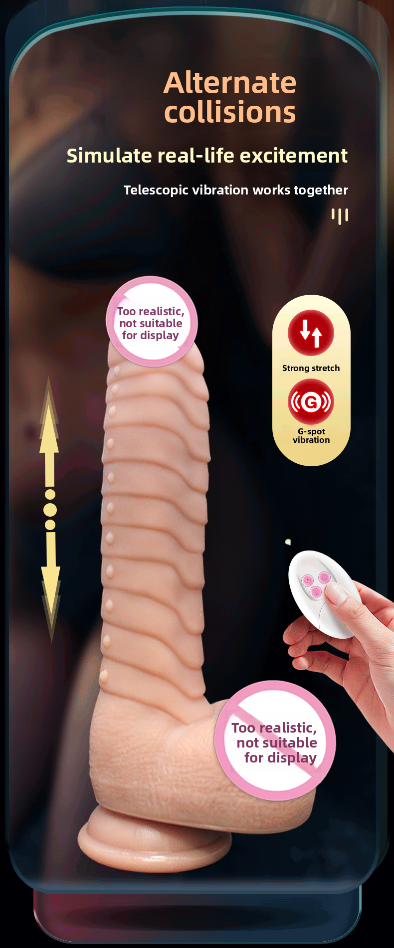 Consolador telescópico realista de pene falso, masturbador femenino de silicona, vibrador, juguetes sexuales para adultos. 