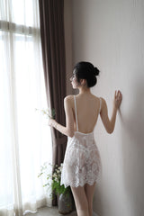 Sexy Nightdress New Style Erotic Lingerie for Women Backless Transparent Plus Size Lace Eyelash Nightdress