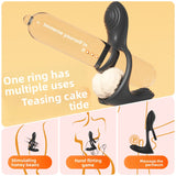 Double Ring Lock Semen Ring Vibration Couple Resonance Male Wearable Masturbator Clitoral Stimulation Adult Sex Toys