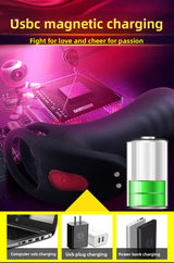 Locking Semen Ring Double Ring Three-Point Unisex Masturbator Silicone Insertable Vibrating Ring