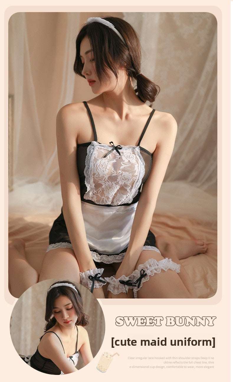 Sexy and Fun Sweet Cute Mesh See-through Temptation Hot Maid Uniform Set 1251