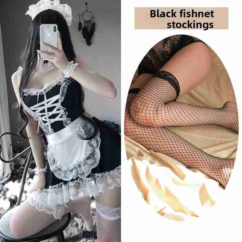 High-End Sexy Lingerie Sexy Maid Costume Maid Uniform Role Play Lace Female Slave Pajamas Hollow Out Fun Set