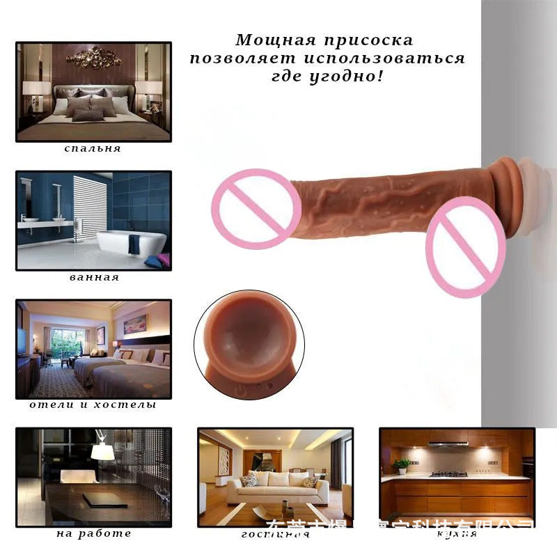 Consolador realista de silicona, superventas, eléctrico, telescópico, masturbador femenino, pene falso, juguetes sexuales.