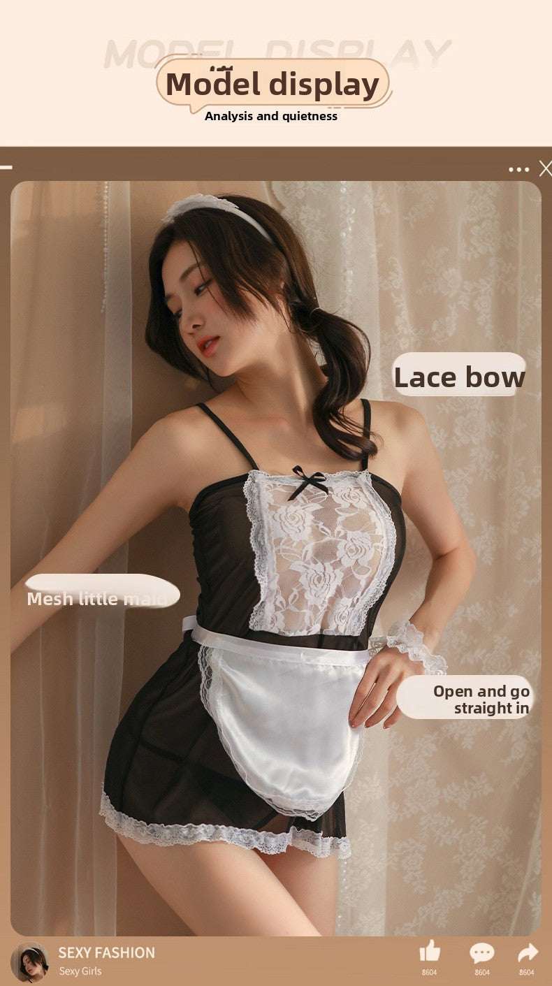 Sexy and Fun Sweet Cute Mesh See-through Temptation Hot Maid Uniform Set 1251