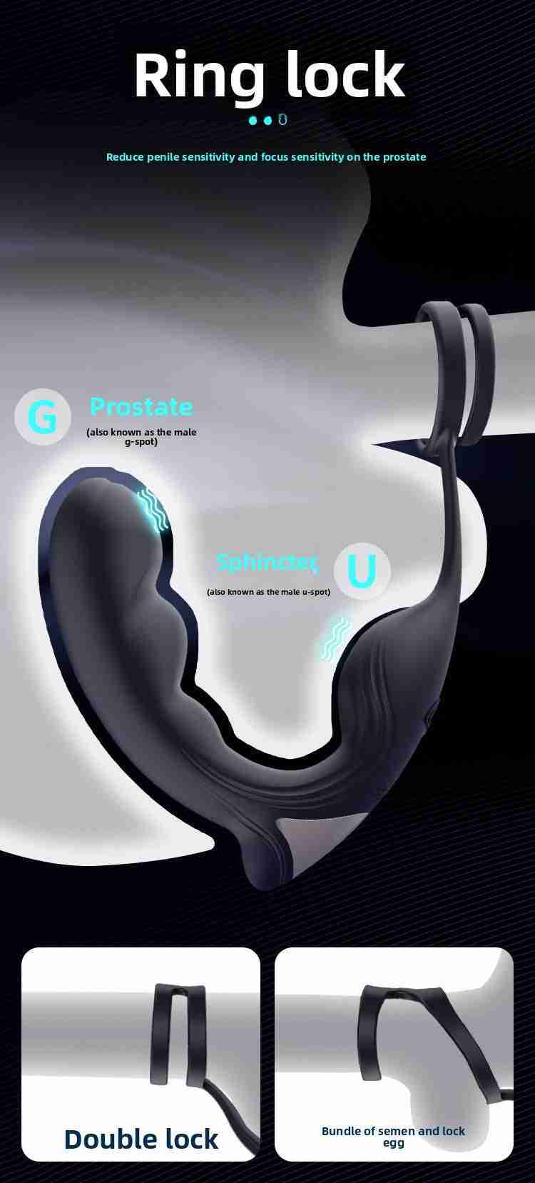 Nuoer Male Sex Products Prostate Massager Anal Plug Semen Locking Ring Back Chamber Masturbation Device