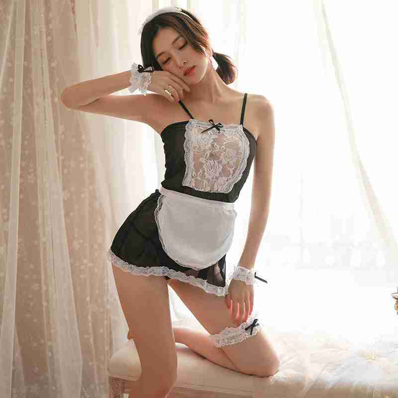 Sexy and Fun Sweet Cute Mesh See-through Temptation Hot Maid Uniform Set 1251