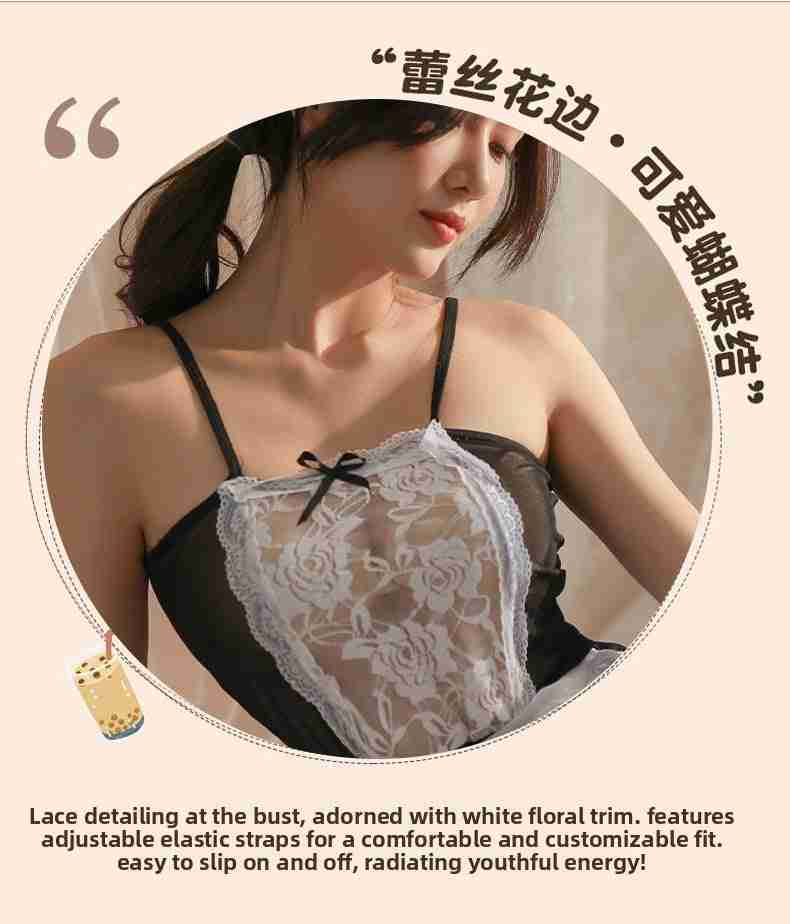 Sexy and Fun Sweet Cute Mesh See-through Temptation Hot Maid Uniform Set 1251