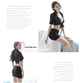 New Chiffon Sexy Lingerie Women's See-through Cardigan Uniform Temptation Sexy Bodycon Short Skirt Secretary Set