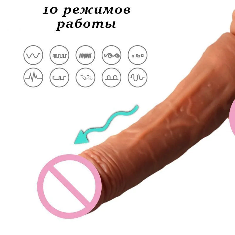Masturbador de pene para mujeres, consolador automático de empuje, silicona suave, juguete sexual realista, máquina telescópica