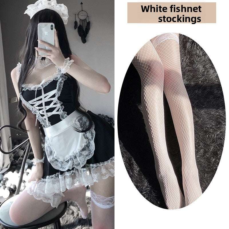 High-End Sexy Lingerie Sexy Maid Costume Maid Uniform Role Play Lace Female Slave Pajamas Hollow Out Fun Set