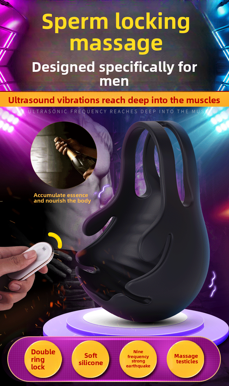 Anillo de bloqueo de semen, masturbador masculino, entrenador de testículos, funda para pene, productos para adultos, anillo vibrador de bloqueo de semen. 