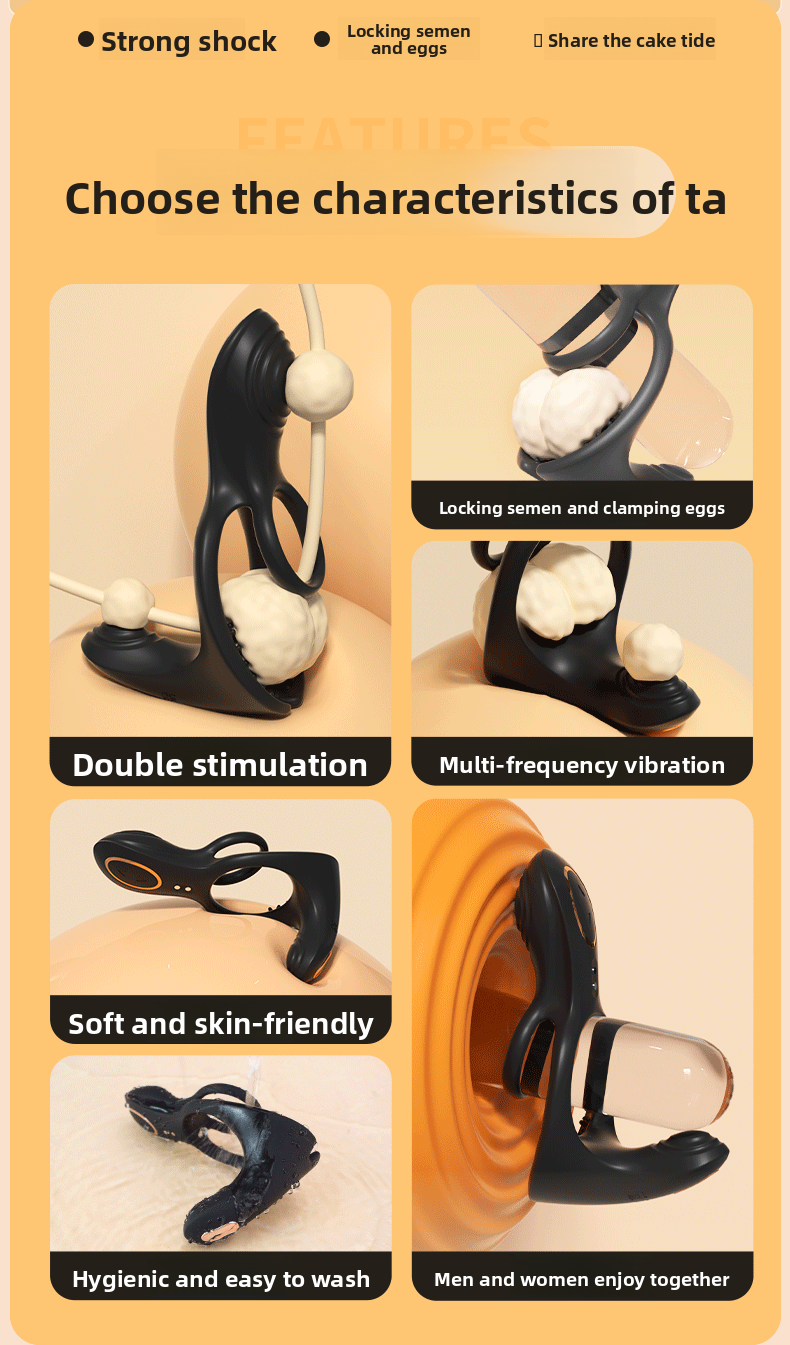 Double Ring Lock Semen Ring Vibration Couple Resonance Male Wearable Masturbator Clitoral Stimulation Adult Sex Toys