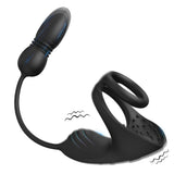 New Dual Ring Locking Semen Ring Vibrating Remote Control Telescopic Insertion Shared Prostate Massager Semen Locking