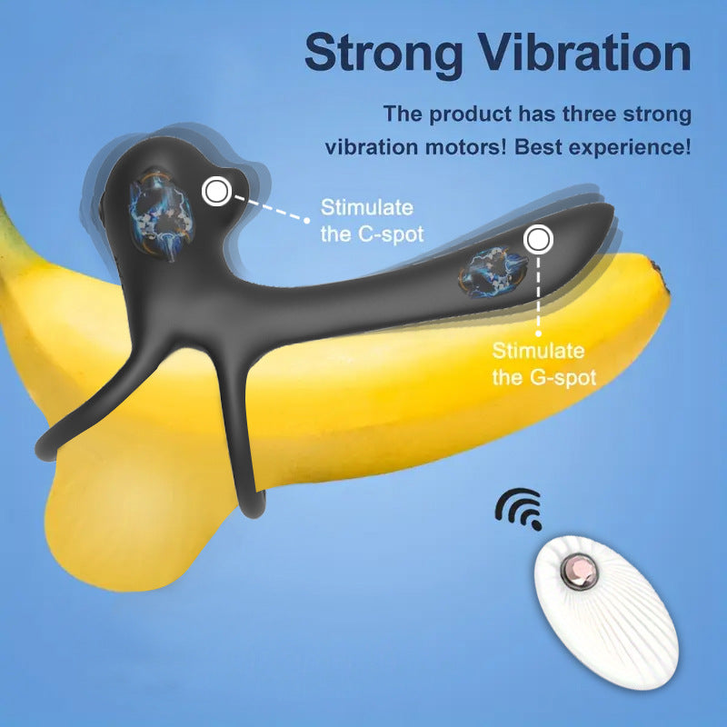 Male and Female Couple Resonance Delay Locking Semen Ring Double Ring Penis Sleeve Adult Sex Toys