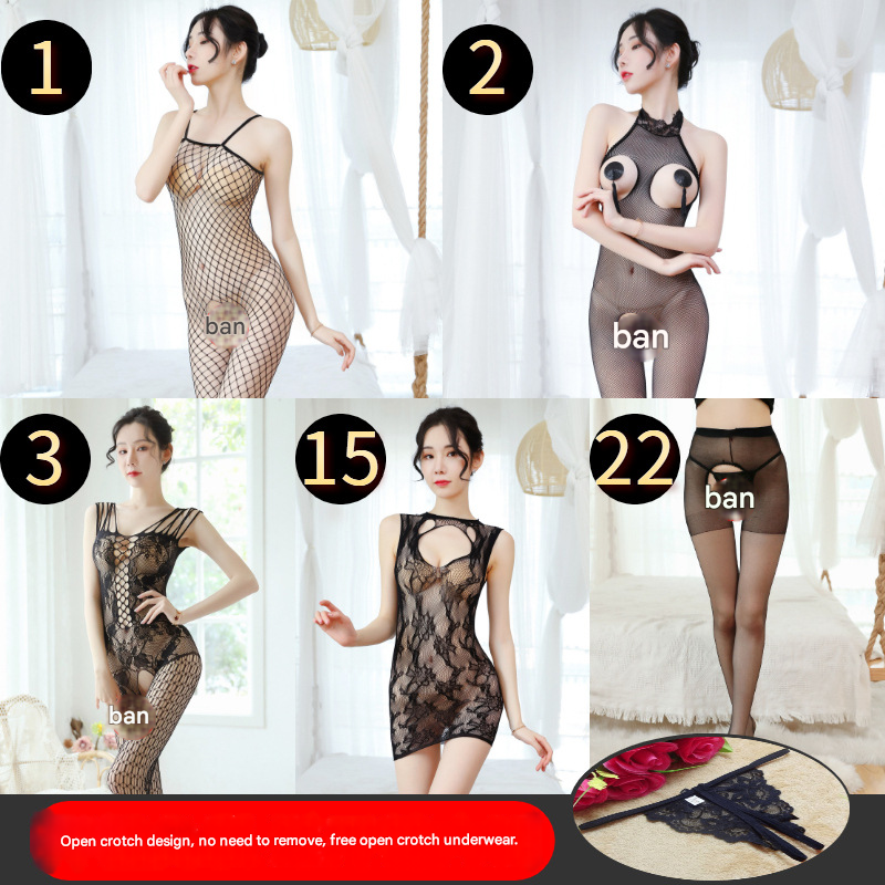 Sexy Lingerie Open Crotch Passion Set Transparent Temptation Sexy Stockings One-piece Fishnet Uniform