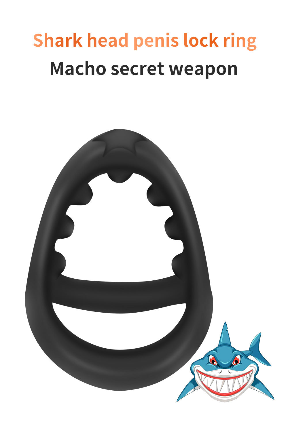 Shark Head Semen Locking Ring Liquid Silicone Male Wearable Prepuce Ring Resistant Ring Physical Delay Adult Products