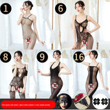 Sexy Lingerie Open Crotch Passion Set Transparent Temptation Sexy Stockings One-piece Fishnet Uniform