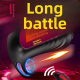 Locking Semen Ring Double Ring Three-Point Unisex Masturbator Silicone Insertable Vibrating Ring