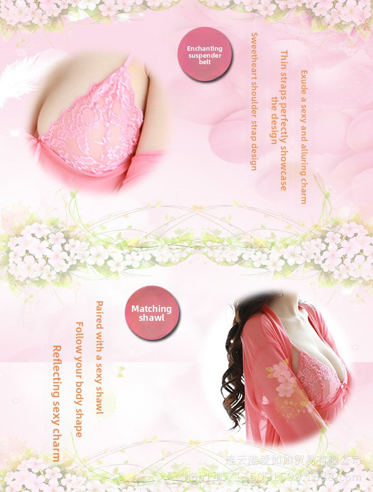 Sexy Lingerie for Women Plus Size See-through Temptation Strap Sexy Lace Nightdress Sleepwear Emotional Supplies Set