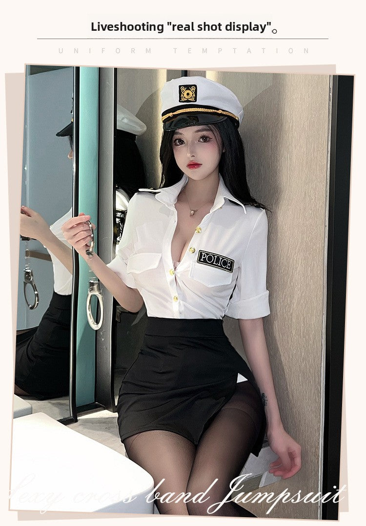 Sexy Erotic Lingerie Policewoman Uniform Temptation Role Play Set Hot Flirting Pajamas Women 5084
