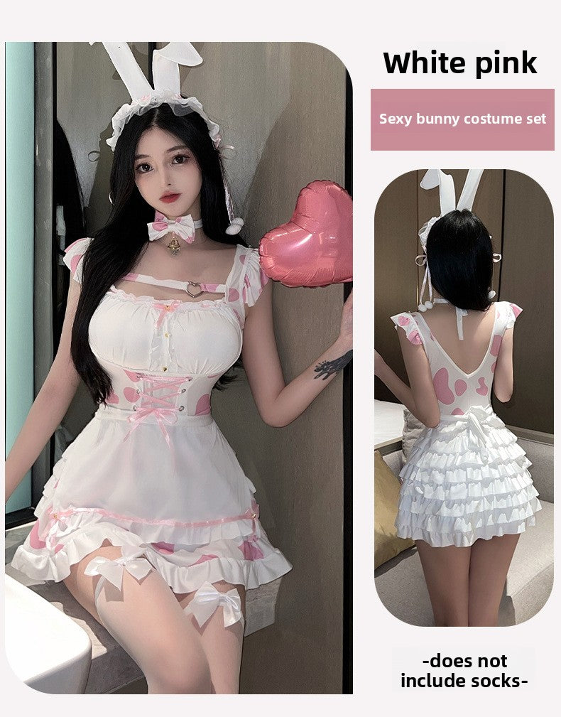 Airuru Sexy Lingerie Sexy Pink Cow Suit Maid Bunny Girl Uniform Temptation Pure Desire Nightdress 5688