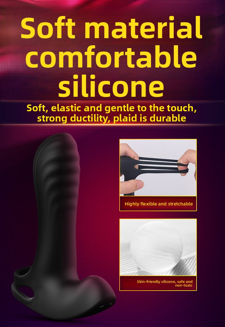 Locking Semen Ring Double Ring Three-Point Unisex Masturbator Silicone Insertable Vibrating Ring