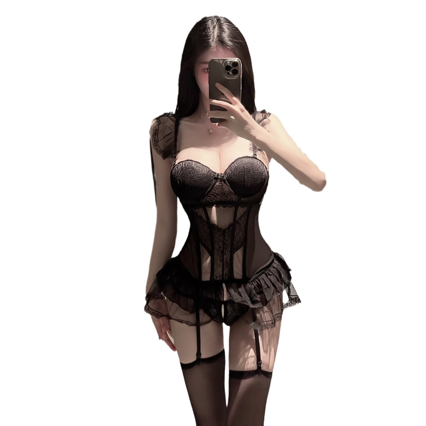 Sexy Lingerie with Underwire, Shaping Vest, Small Chest Enhancing, One-piece Passionate No-Remove Set for Women 5039