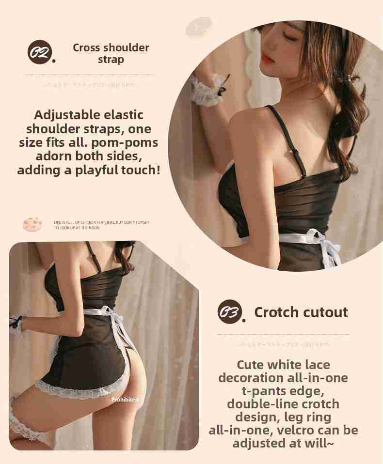 Sexy and Fun Sweet Cute Mesh See-through Temptation Hot Maid Uniform Set 1251