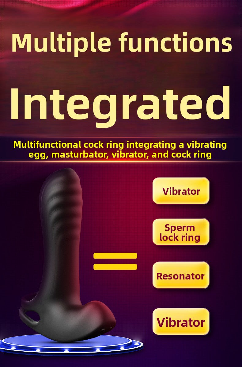 Locking Semen Ring Double Ring Three-Point Unisex Masturbator Silicone Insertable Vibrating Ring