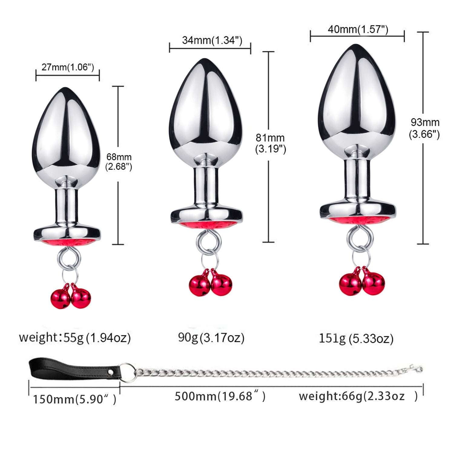 Metal Bell Heart-Shaped Anal Plug Adult Sex Toys Back Chamber Expansion Traction Chain Masturbation