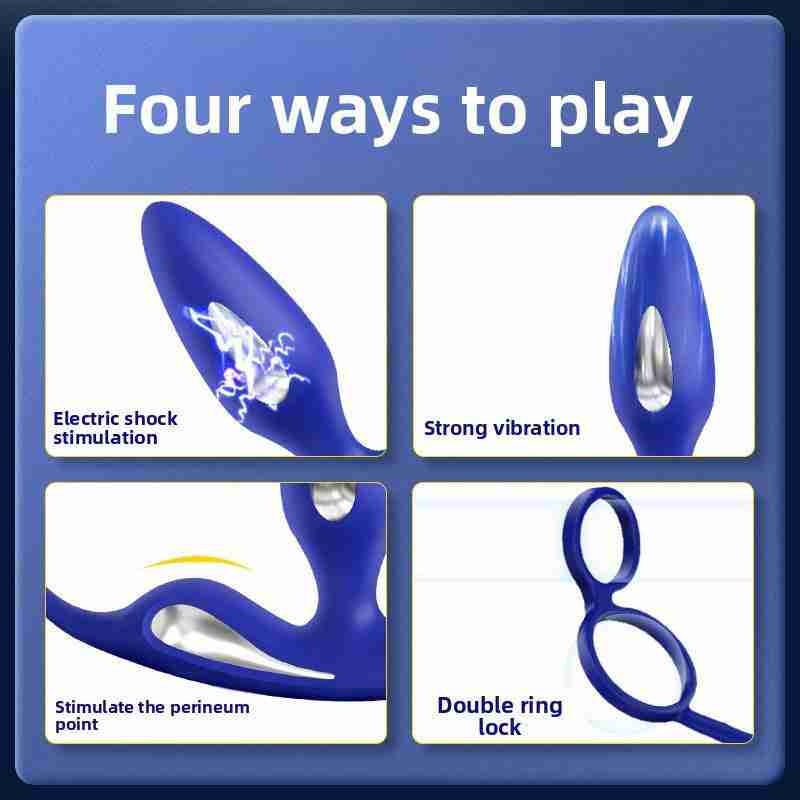 Male Prostate Massager Double Ring Semen Locking Ring Wireless Remote Control Current Back Court Supplies Vibrating Anal Plug
