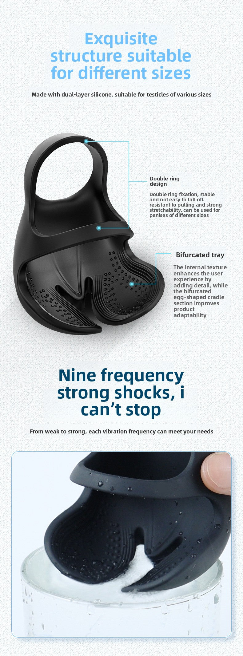 Penis Ring Male Masturbation Egg Massage Anti-Rebound Ring Semen Locking Ring Vibrator