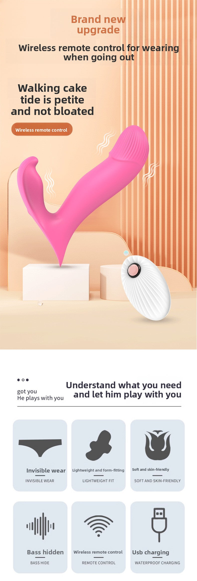 Wireless Remote Control Female Invisible Wearable Vibrator Pulse Instant Orgasm Dildo Masturbator Sex Toy