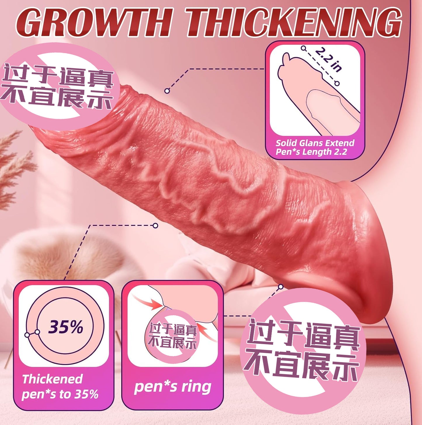 Tongue Licking Simulation Silicone Dildo Sleeve for Men, Electric Remote Control, Enlarged and Thickened Penis Sleeve, Adult Sex Toys